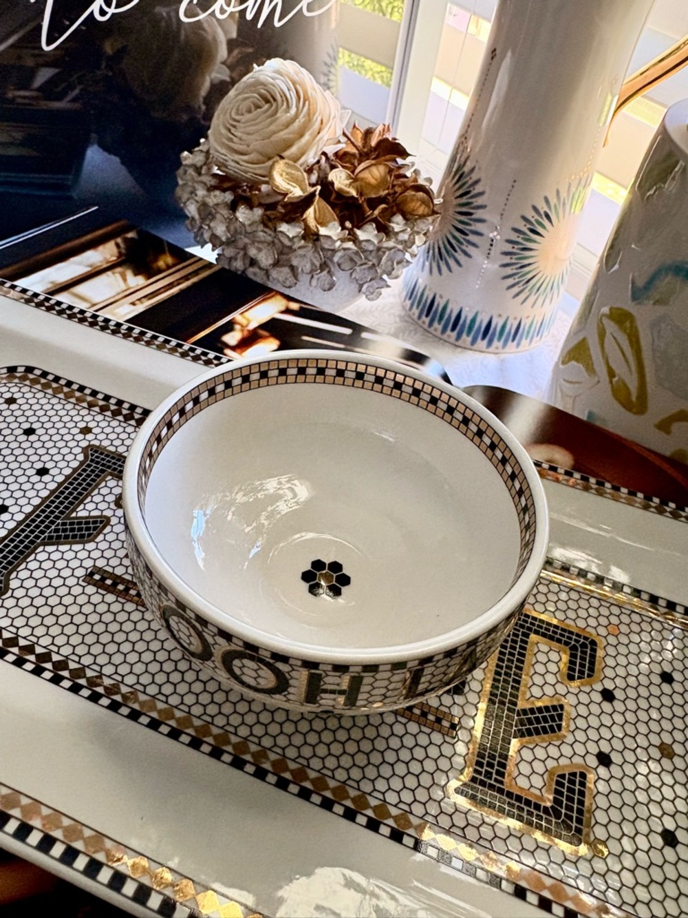 NWT Anthropologie Bistro Tile ‘Ooh La La' Nut Bowl - Picture 8 of 12